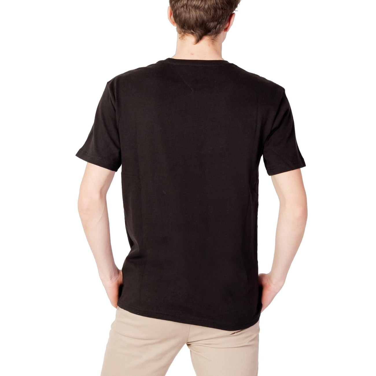 411964 Tommy Hilfiger Jeans T-Shirt Nero Monocromo Cotone Organico Uomo
