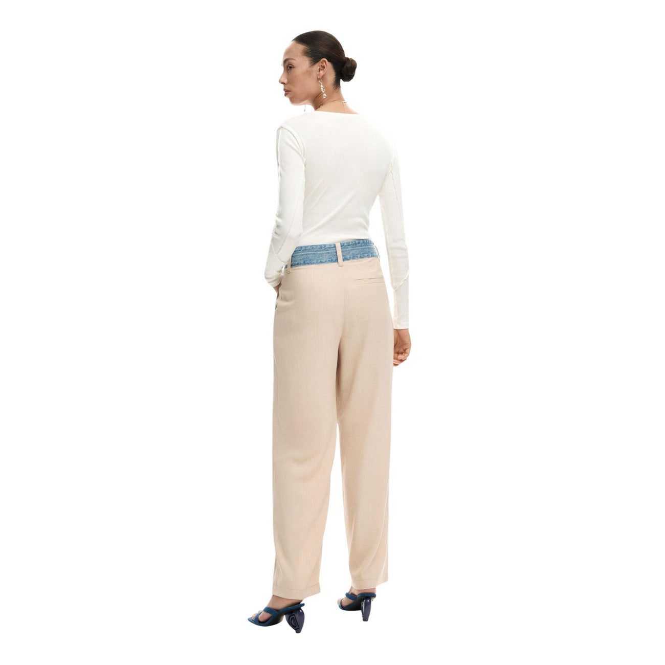 2451206 Desigual Pantaloni Donna Beige Viscosa Poliestere