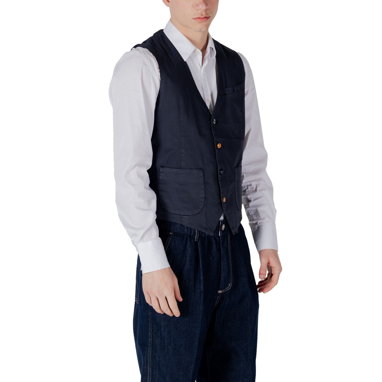 2417624 Gianni Lupo Gilet Blu Cotone Smanicato Uomo
