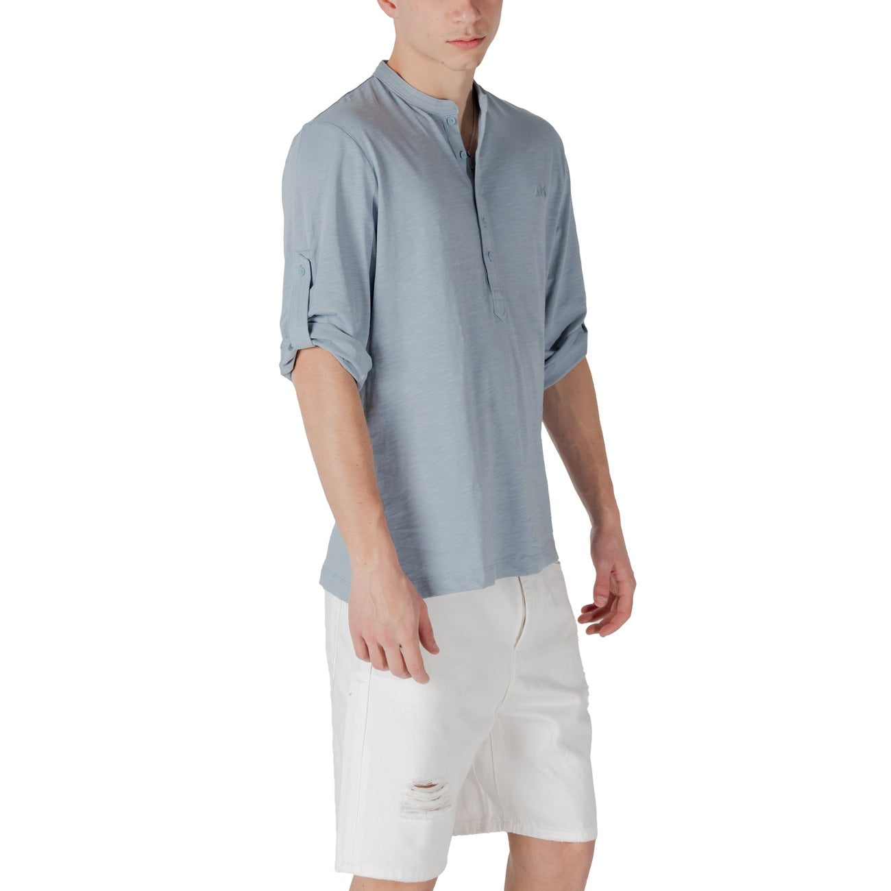 2417683 Antony Morato T-Shirt Azzurra Colletto Coreana Uomo
