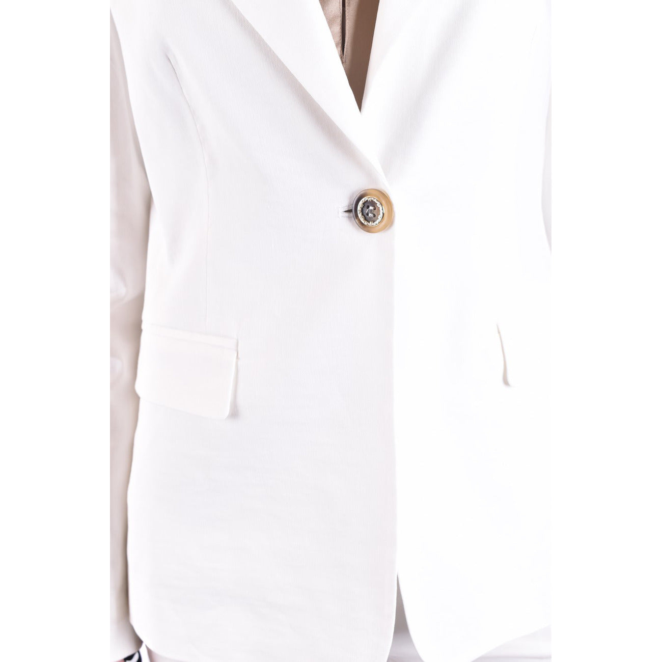2422975 Pinko Giacca Bianca Lino Bavero Made Italy Donna