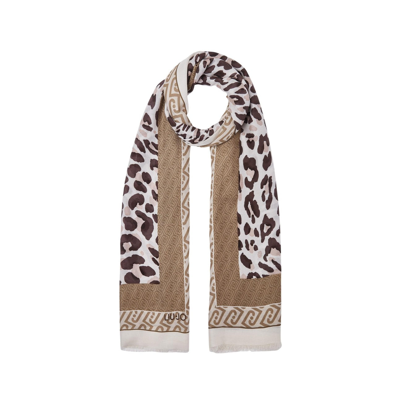 2460066 Liu Jo Sciarpa Beige Leopardata Modal Donna