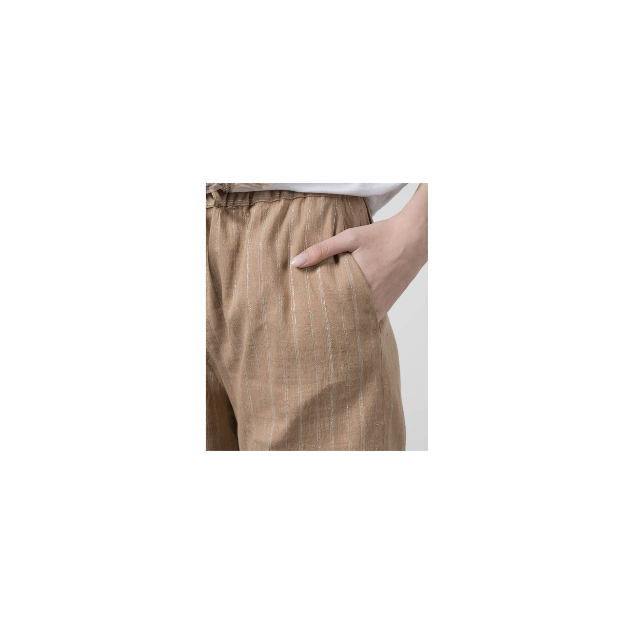 489552 Twinset Pantaloni Beige Righe Donna Primavera/Estate