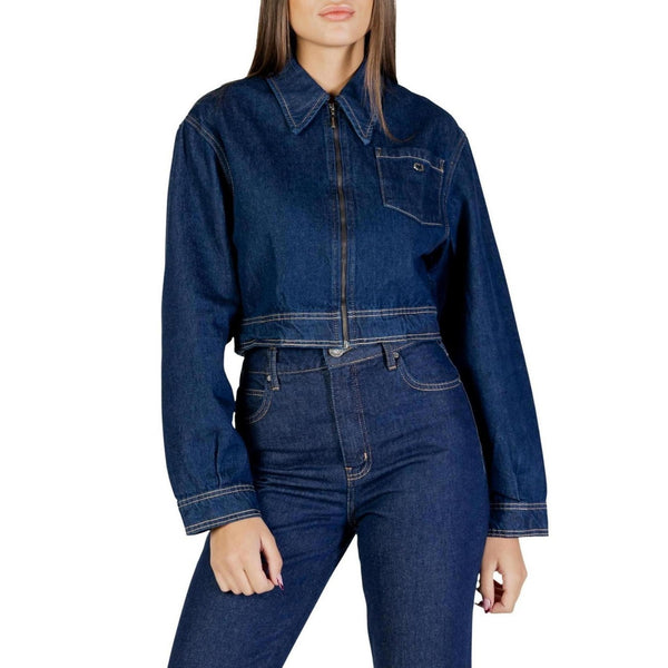Giacca Denim Corta con Zip Blu