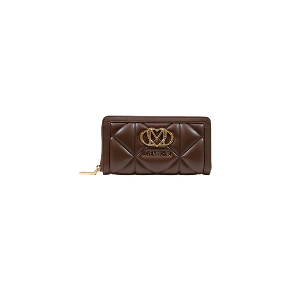 Portafoglio Grande Zip-Around Quilted Monogram Heart Marrone