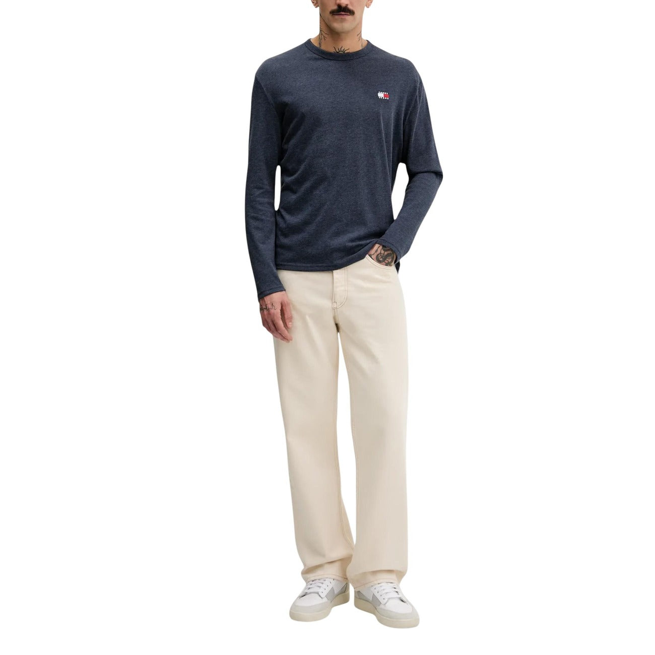 2447532 Tommy Hilfiger Jeans Maglia Blu Cotone Organico Poliestere Uomo