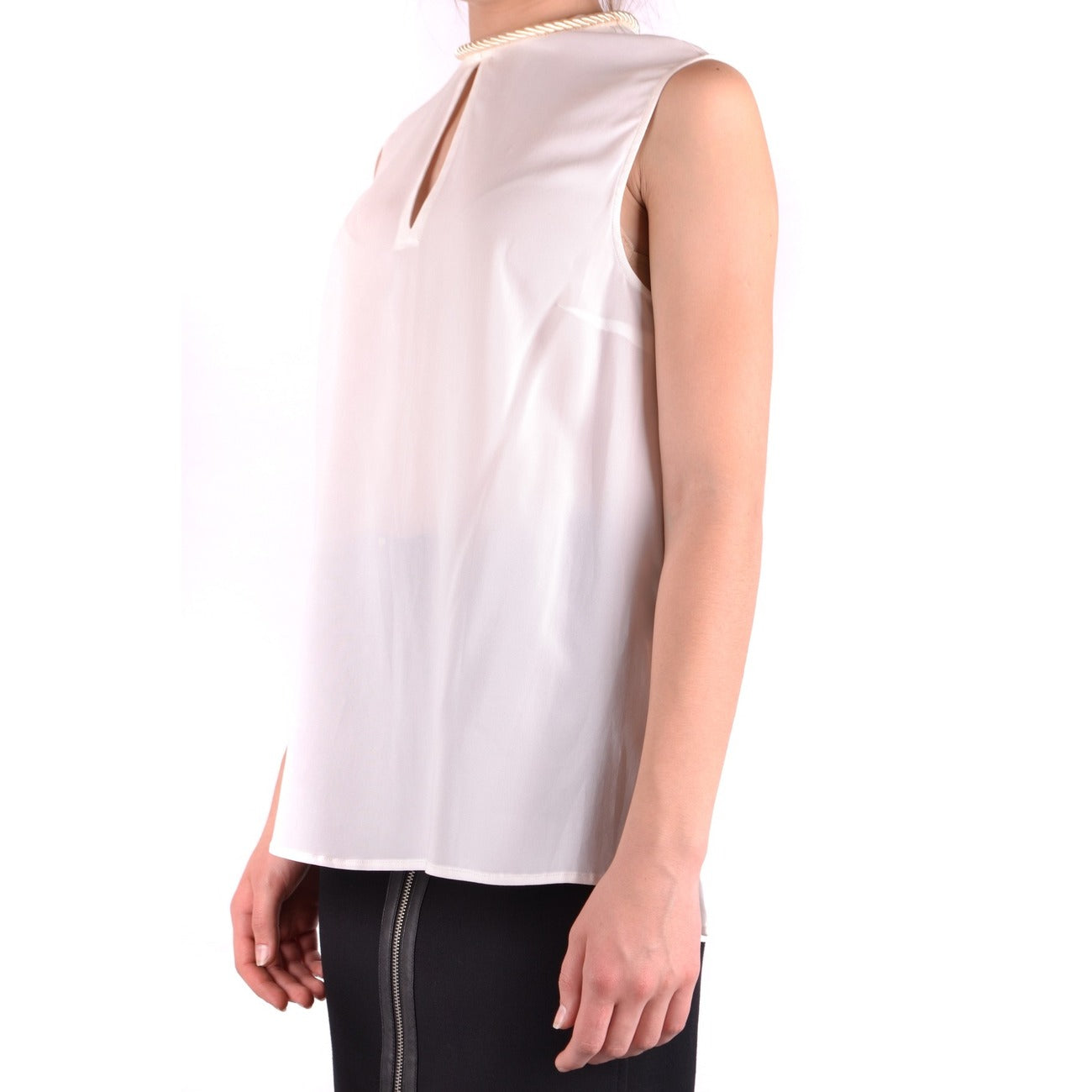 2423000 Pinko Top Bianco Smanicato in Viscosa Donna