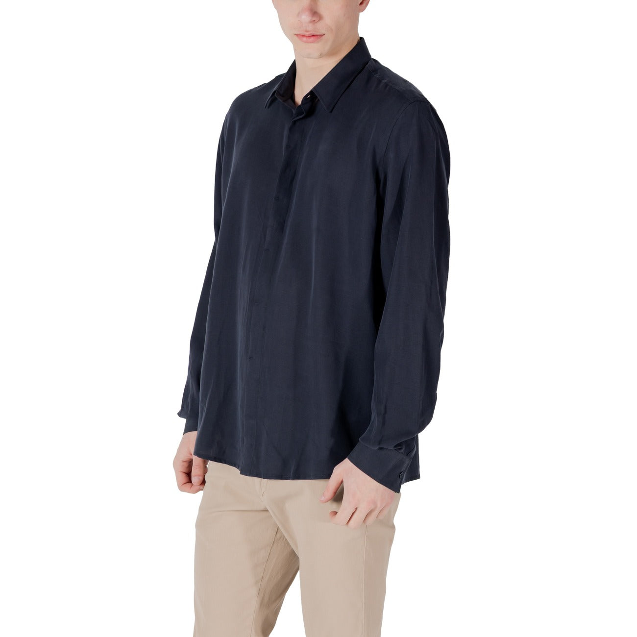 2417657 Antony Morato Camicia Blu Lino Lyocell Uomo