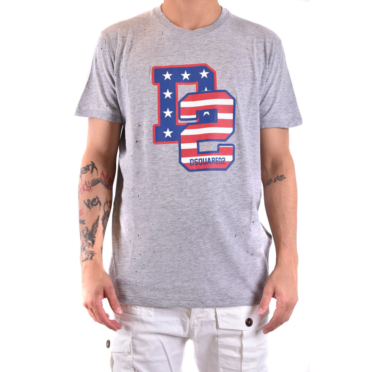 2424456 Dsquared2 T-Shirt Grigia Stampa Uomo
