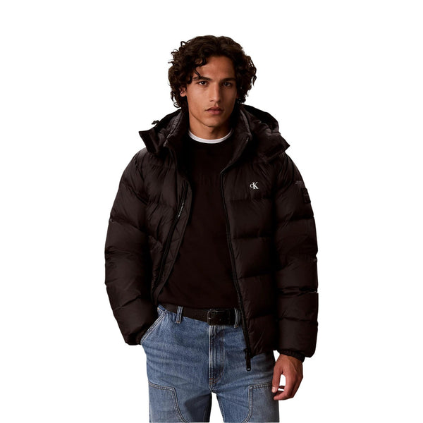 Removable Hood Puffer Jacket Black Giubbotto Uomo