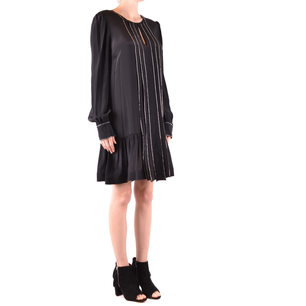 2455955 Twin-set Simona Barbieri Abito Nero Seta Viscosa Donna