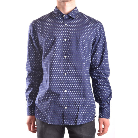 2432418 Michael Kors Camicia Blu Pois Maniche Lunghe Uomo