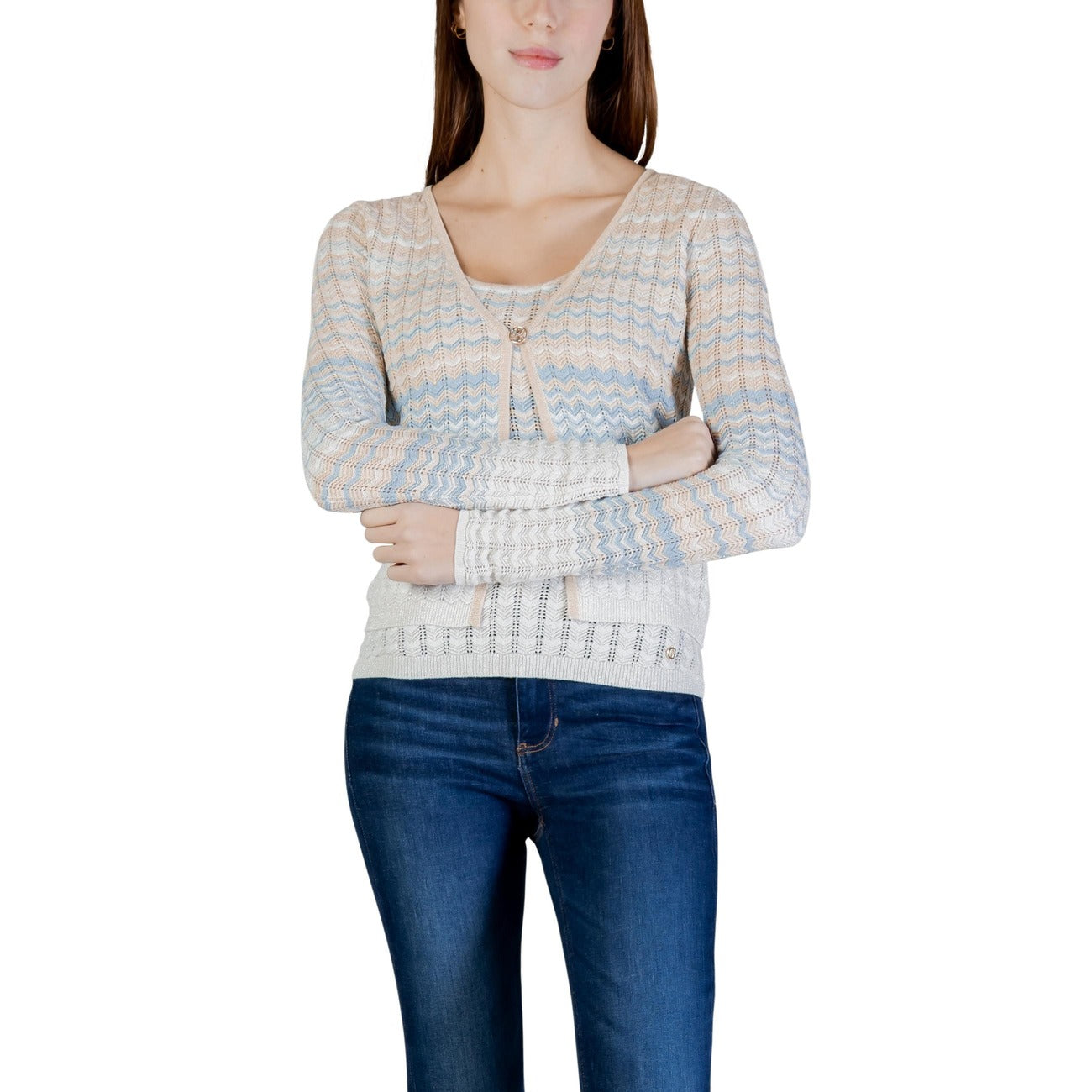 484051 Guess Cardigan Beige Lurex Donna