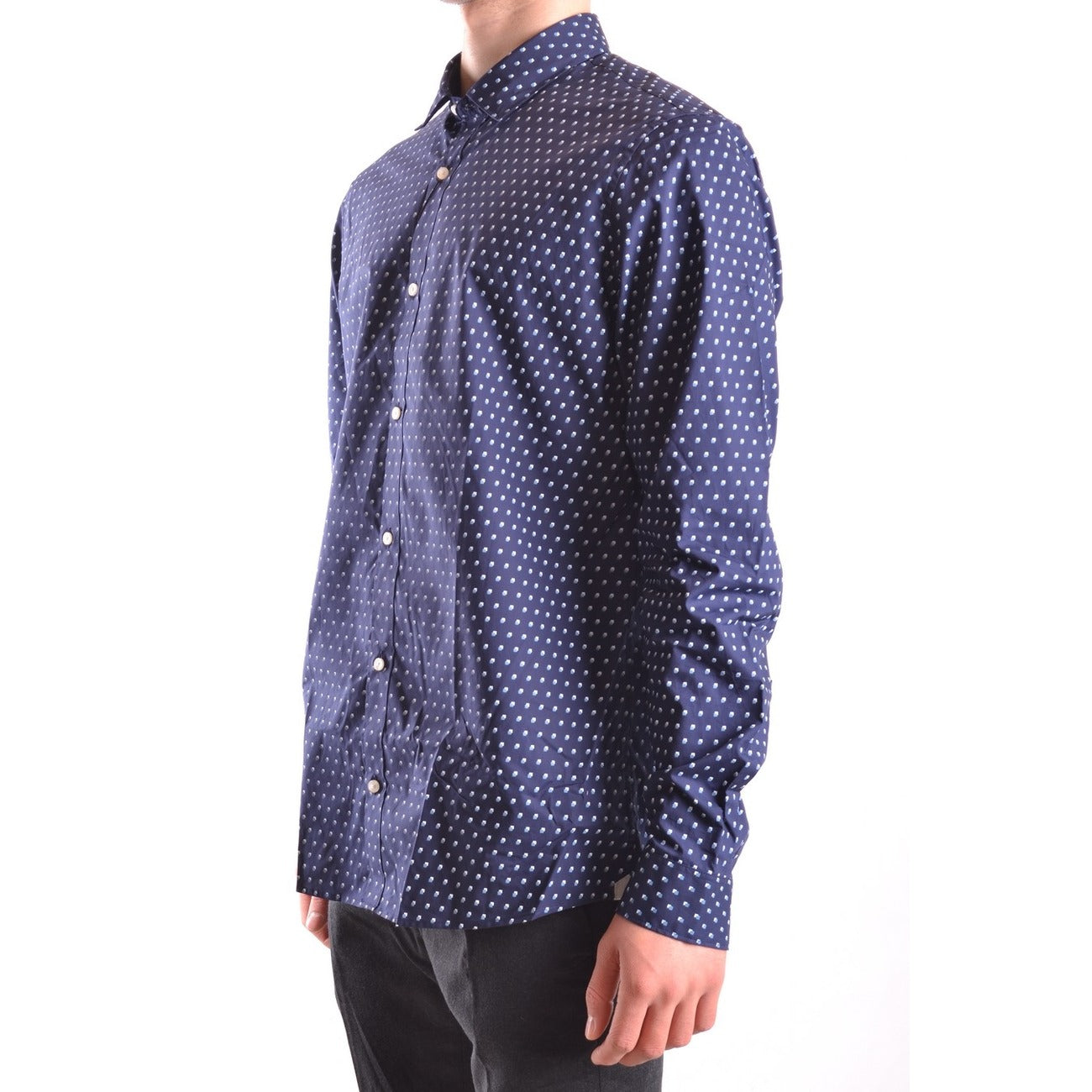 2432418 Michael Kors Camicia Blu Pois Maniche Lunghe Uomo