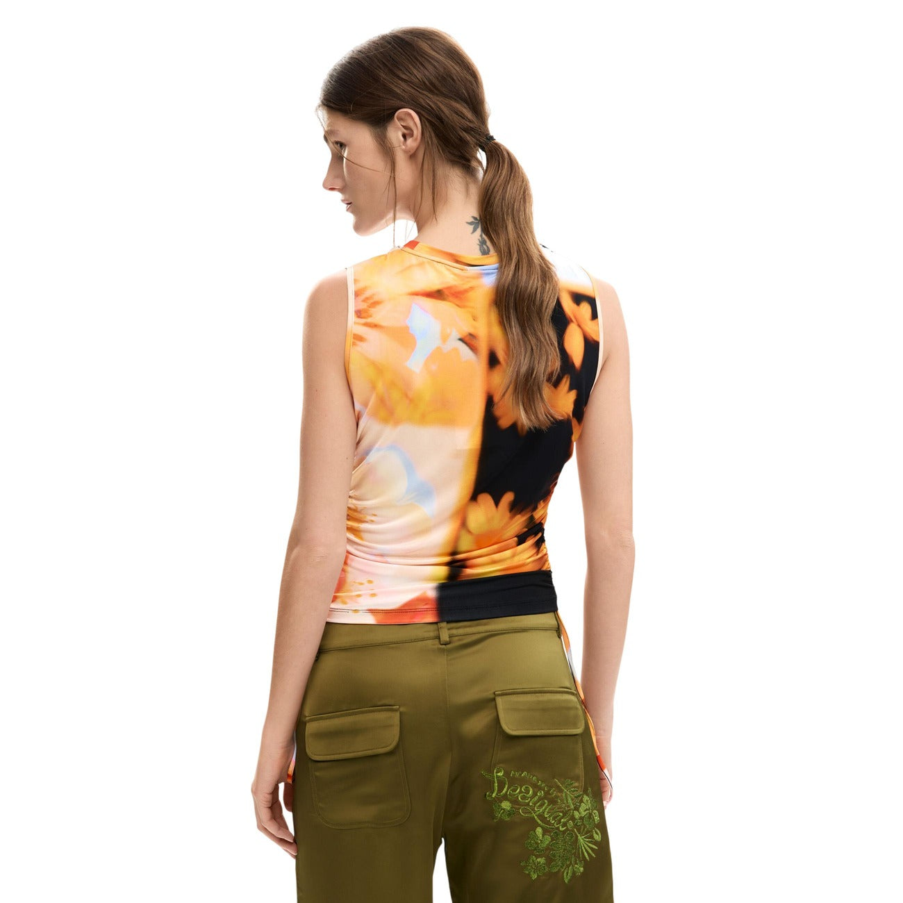 2459143 Desigual Top Arancione Floreale Donna