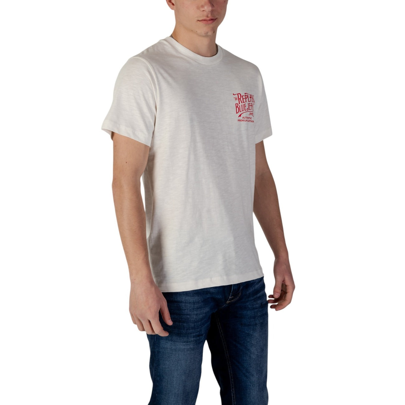 2401793 Replay T-Shirt Beige Stampa Uomo