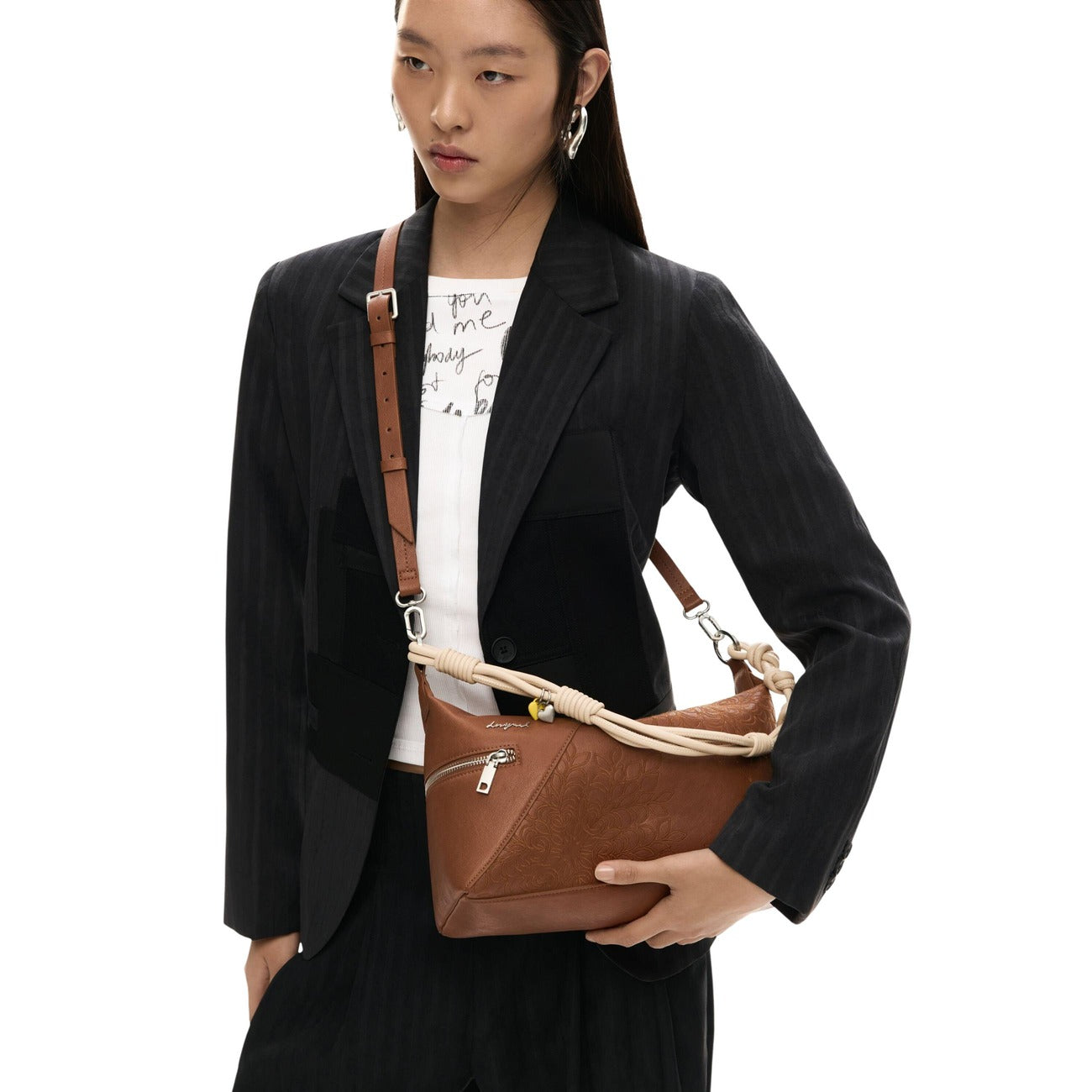 2454682 Desigual Borsa Cammello Poliestere