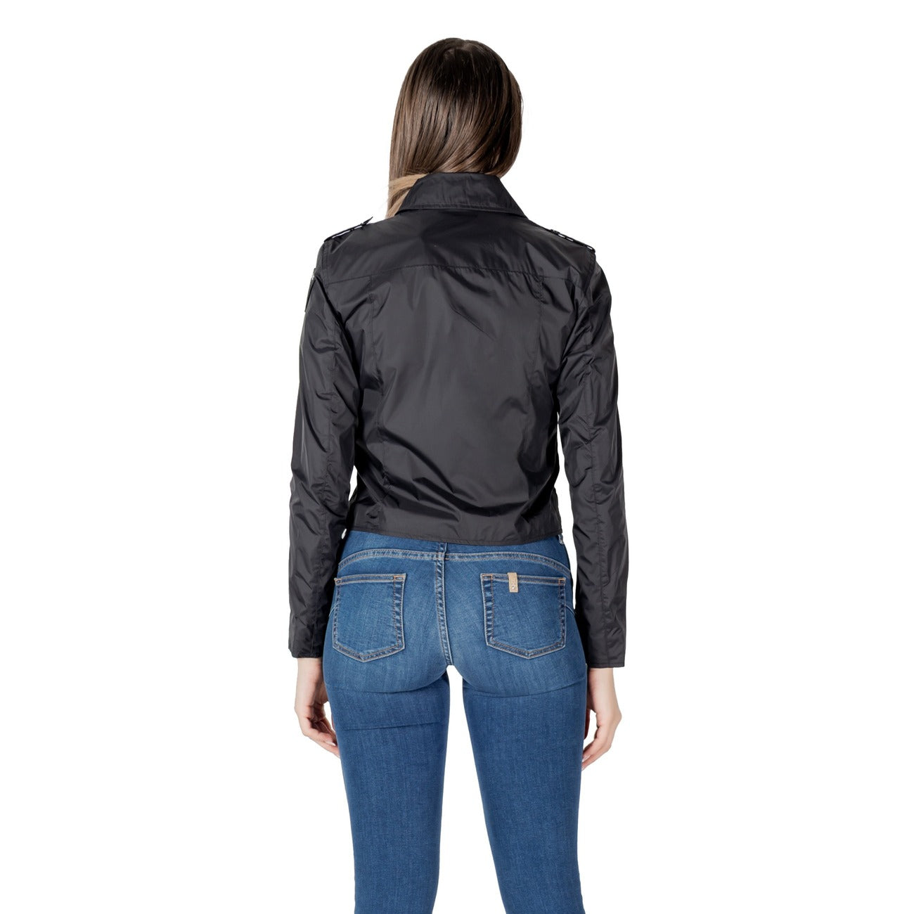 2416815 Blauer Giacca Nera Cerniera Laterale Tasche Donna