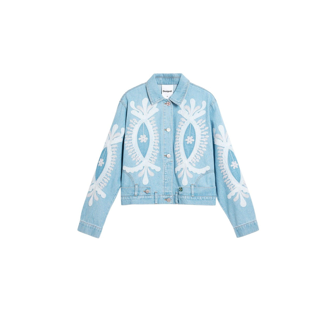 2454643 Desigual Giacca Donna Azzurra Stampa Cotone