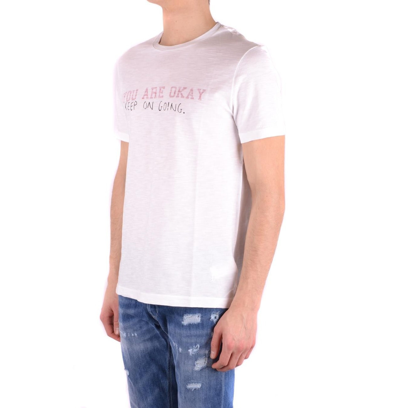 2429325 Dondup T-Shirt Bianca Stampa Uomo