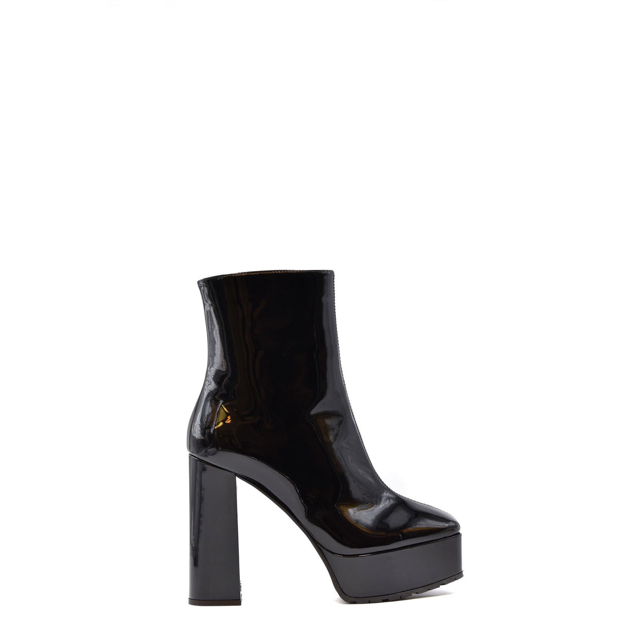 2437849 Giuseppe Zanotti Stivaletti Neri Pelle Lucida Plateau Tacco Largo Donna