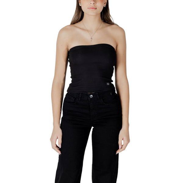 Top Nero Monocromo Smanicato Donna