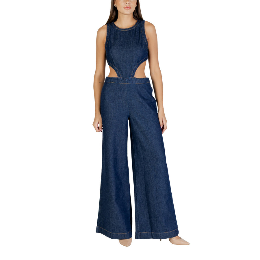 Tuta Intera in Denim con Cut-Out Blu