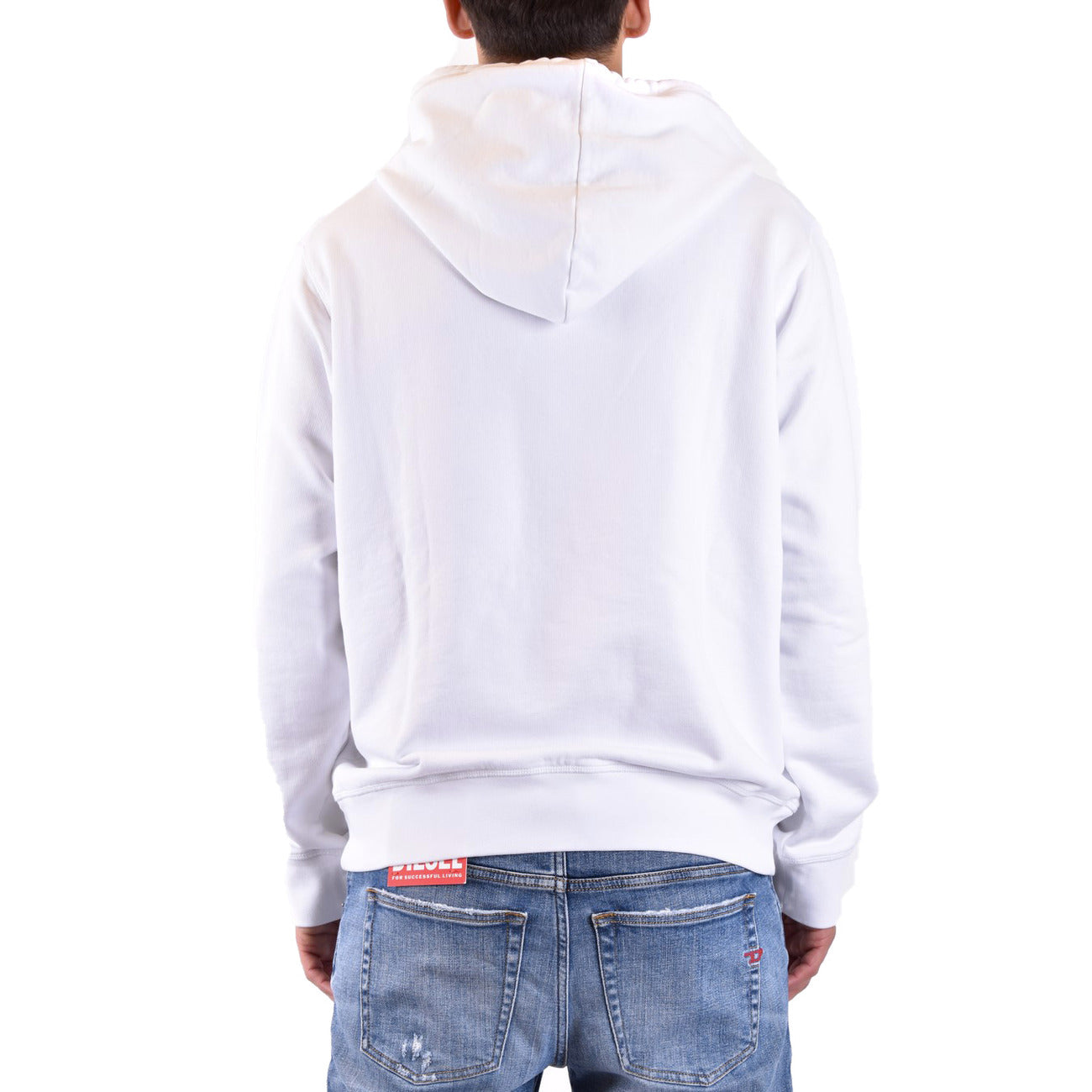 2430426 Dsquared2 Felpa Bianca Stampa Cappuccio Uomo