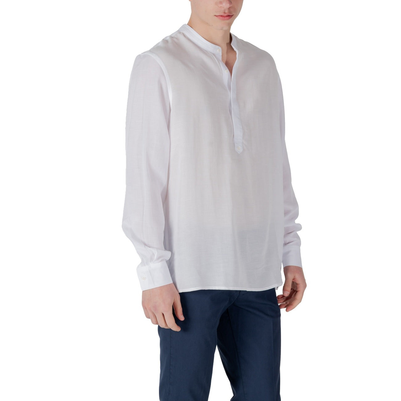 2417696 Antony Morato Camicia Bianca Lino Lyocell Colletto Coreana Uomo