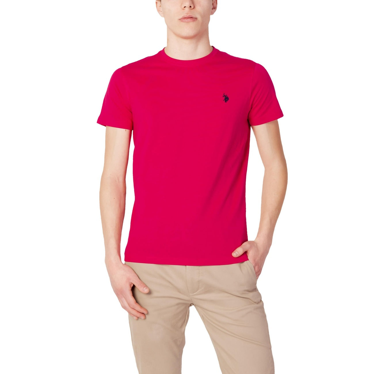 412141 U.S. Polo Assn. T-Shirt Fuxia Monocromo Uomo