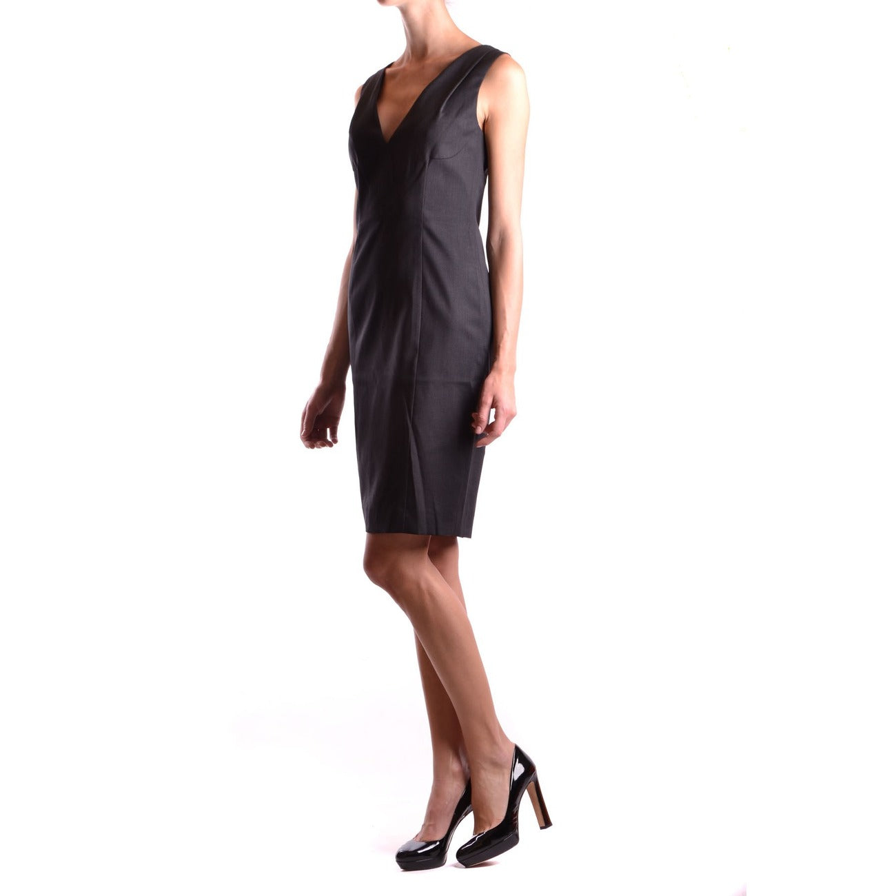 2425234 Dsquared Abito Grigio Corto Donna Smanicato Lana Scollo V