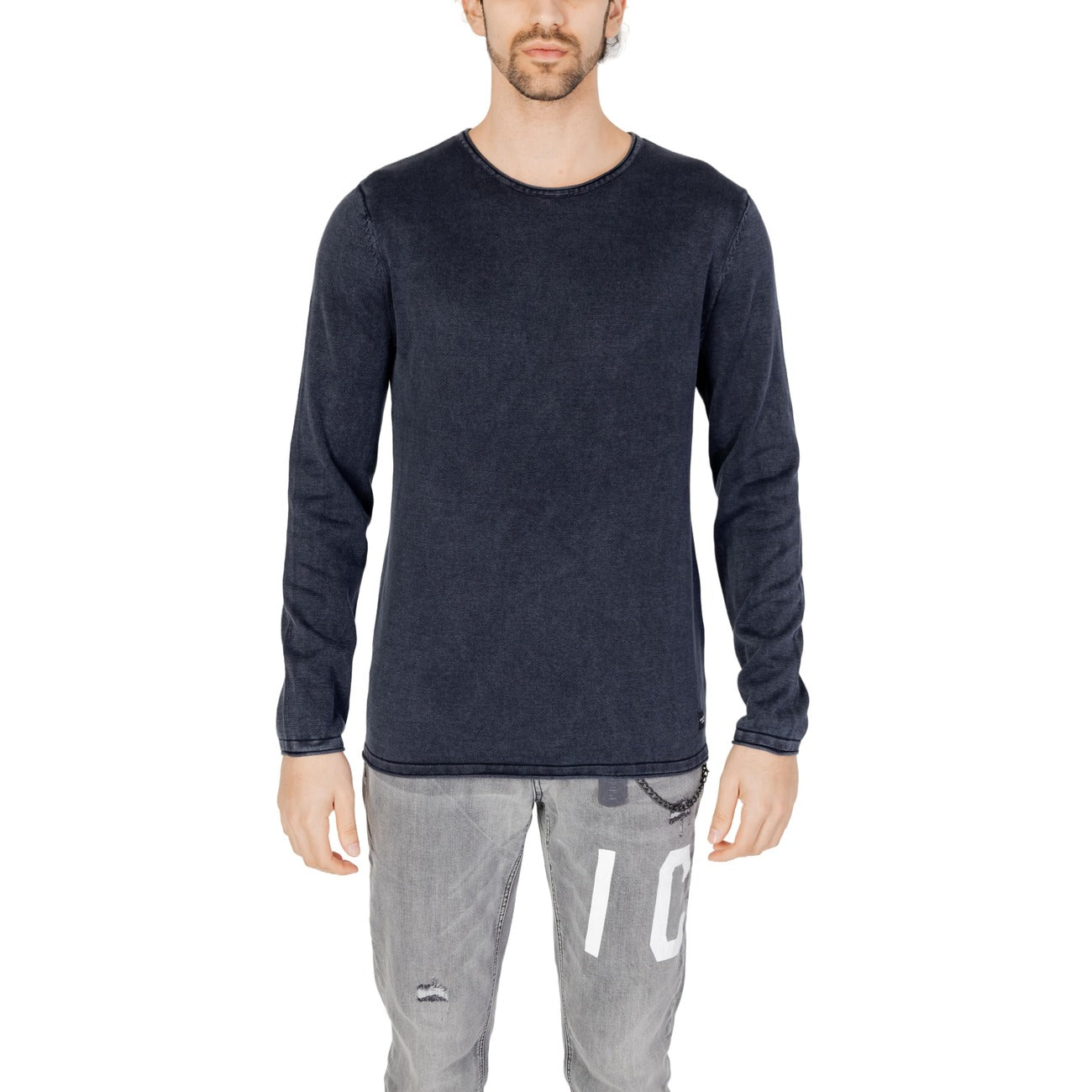 2209286 Jack & Jones Maglia Blu Cotone Maniche Lunghe Uomo