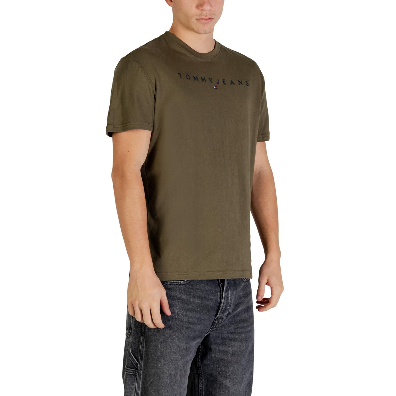 2447264 Tommy Hilfiger Jeans T-shirt Verde Oliva Cotone Organico Uomo
