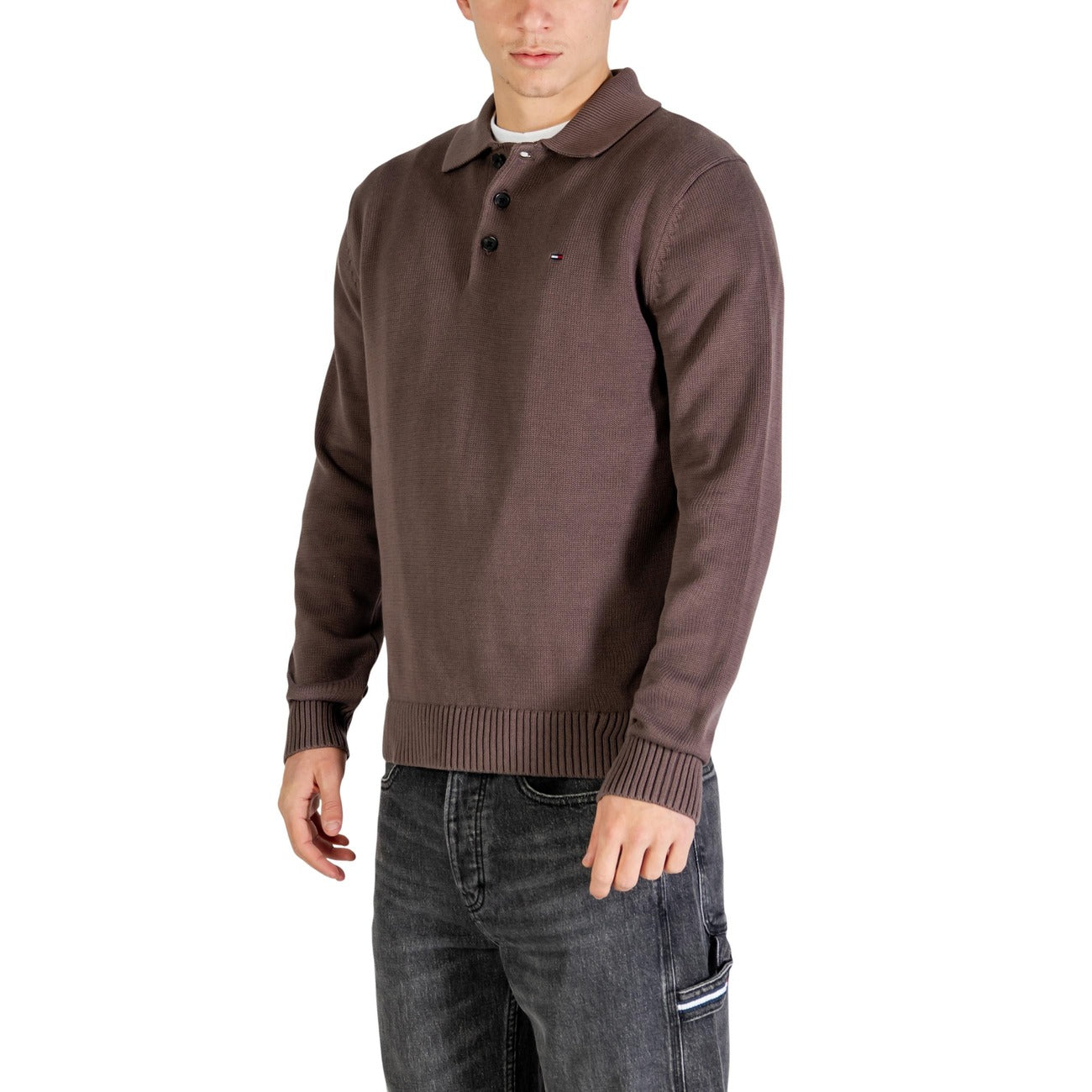 2451616 Tommy Hilfiger Jeans Maglia Marrone Cotone Organico Uomo