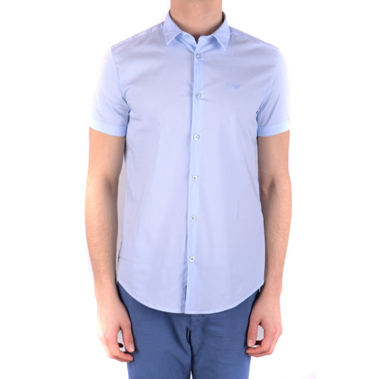 2431925 Armani Jeans Camicia Azzurro Maniche Corte Uomo