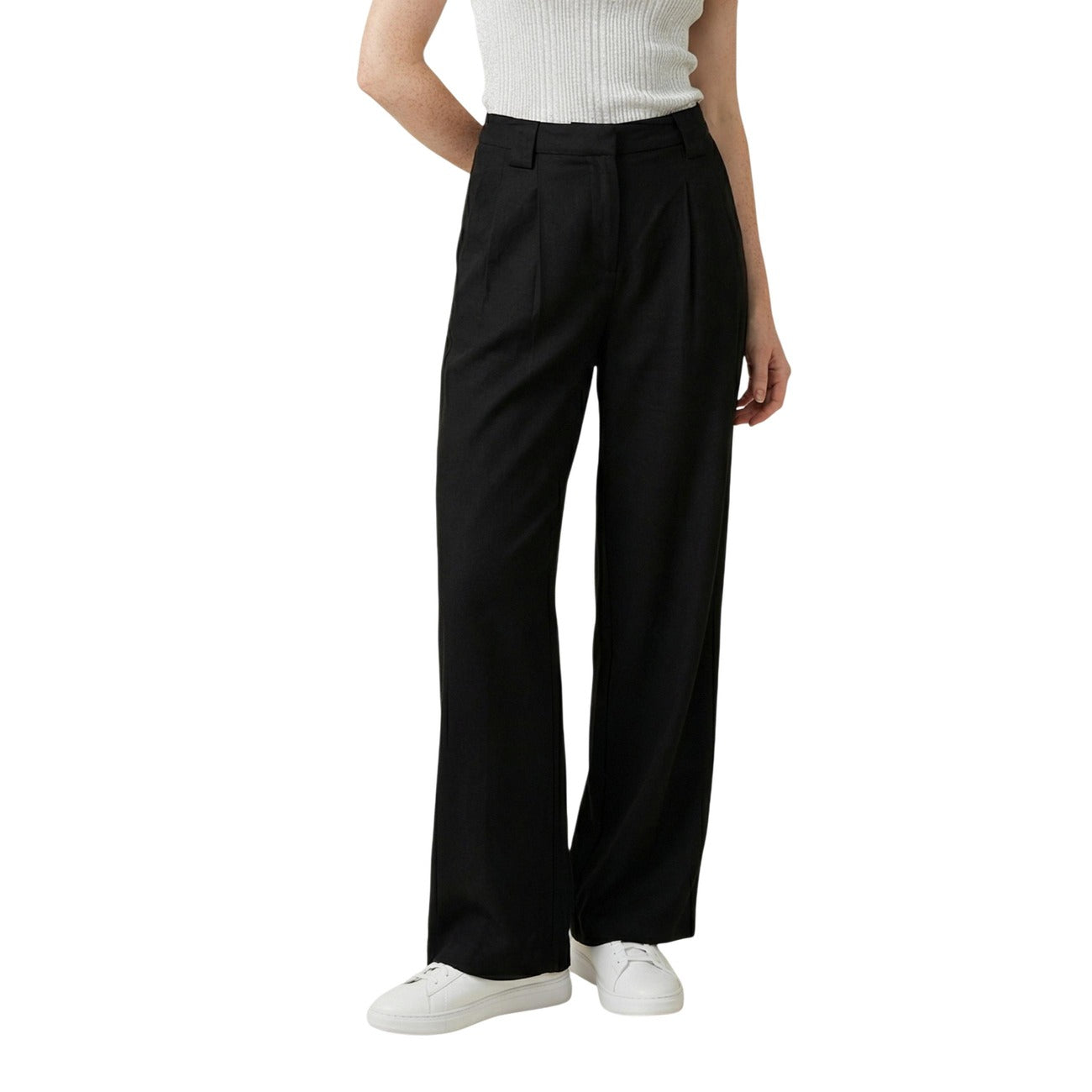 515658 Only Pantaloni Neri Lino Viscosa Donna