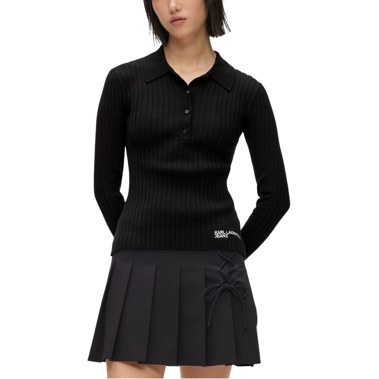 507688 Karl Lagerfeld Jeans Polo Nera Donna Primavera/Estate