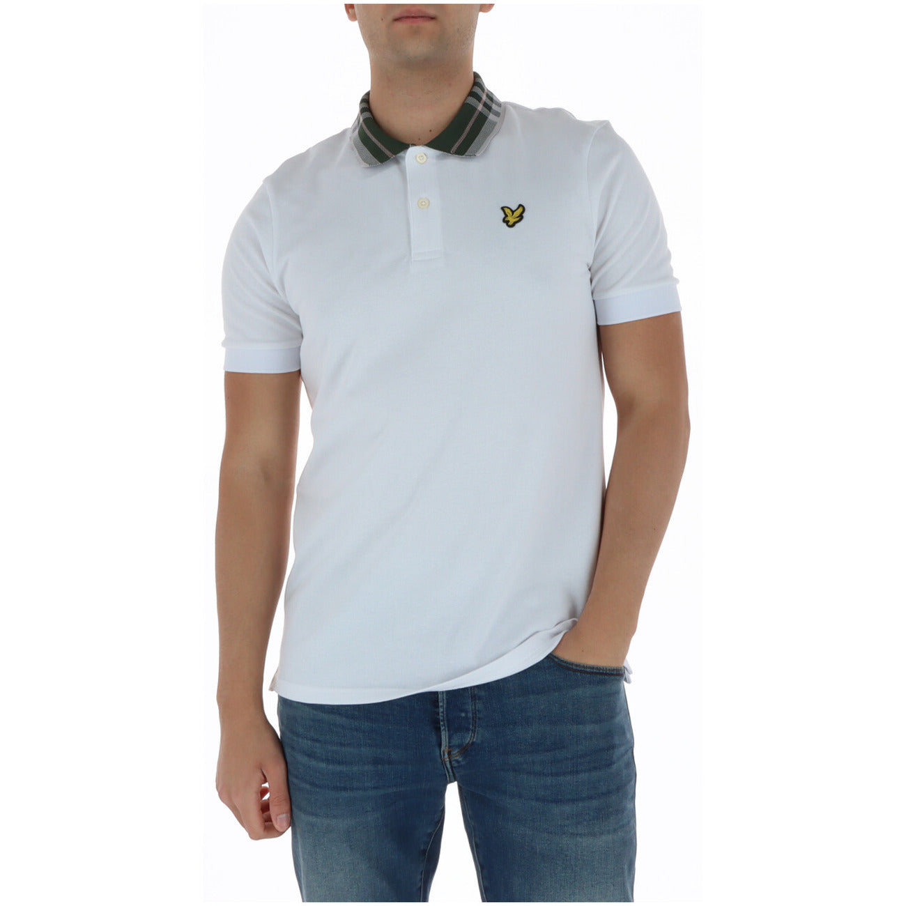 2456847 Lyle & Scott Polo Bianca Cotone Elastan Colletto Polo Uomo