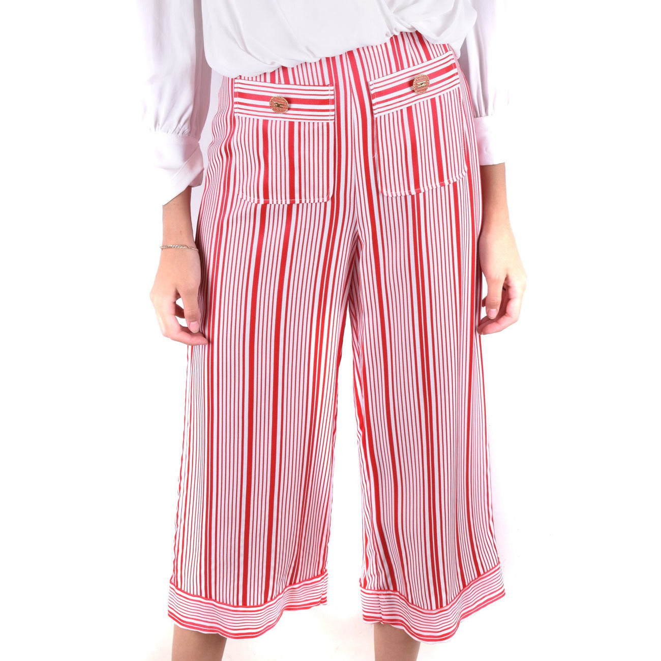 2425090 Elisabetta Franchi Pantaloni Rosso Righe Donna