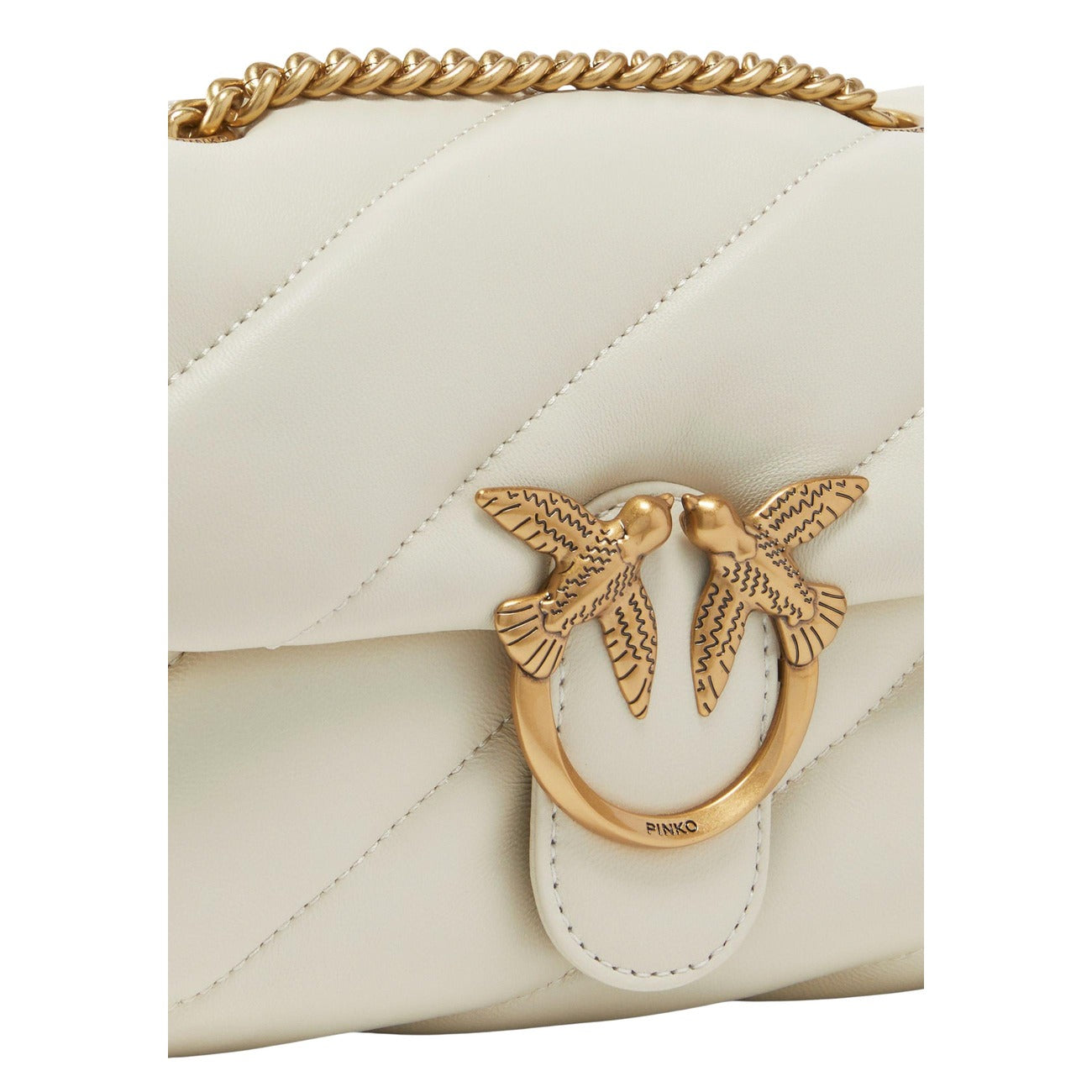 2206155 Pinko Borsa Tracolla Bianca Pelle Bottone Gancio Donna
