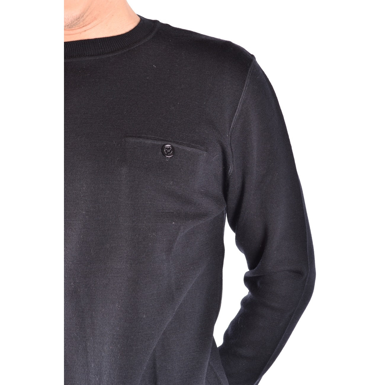 2431241 Paolo Pecora Maglia Nera Lana Tasca Uomo