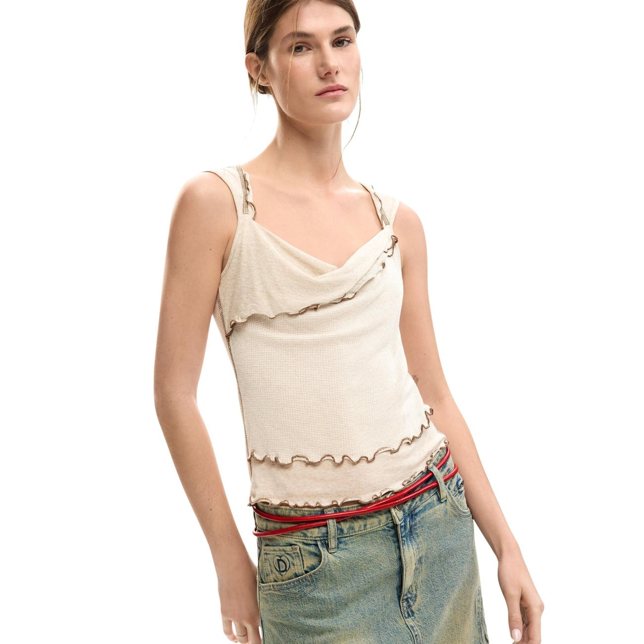 2459781 Desigual Top Beige Donna
