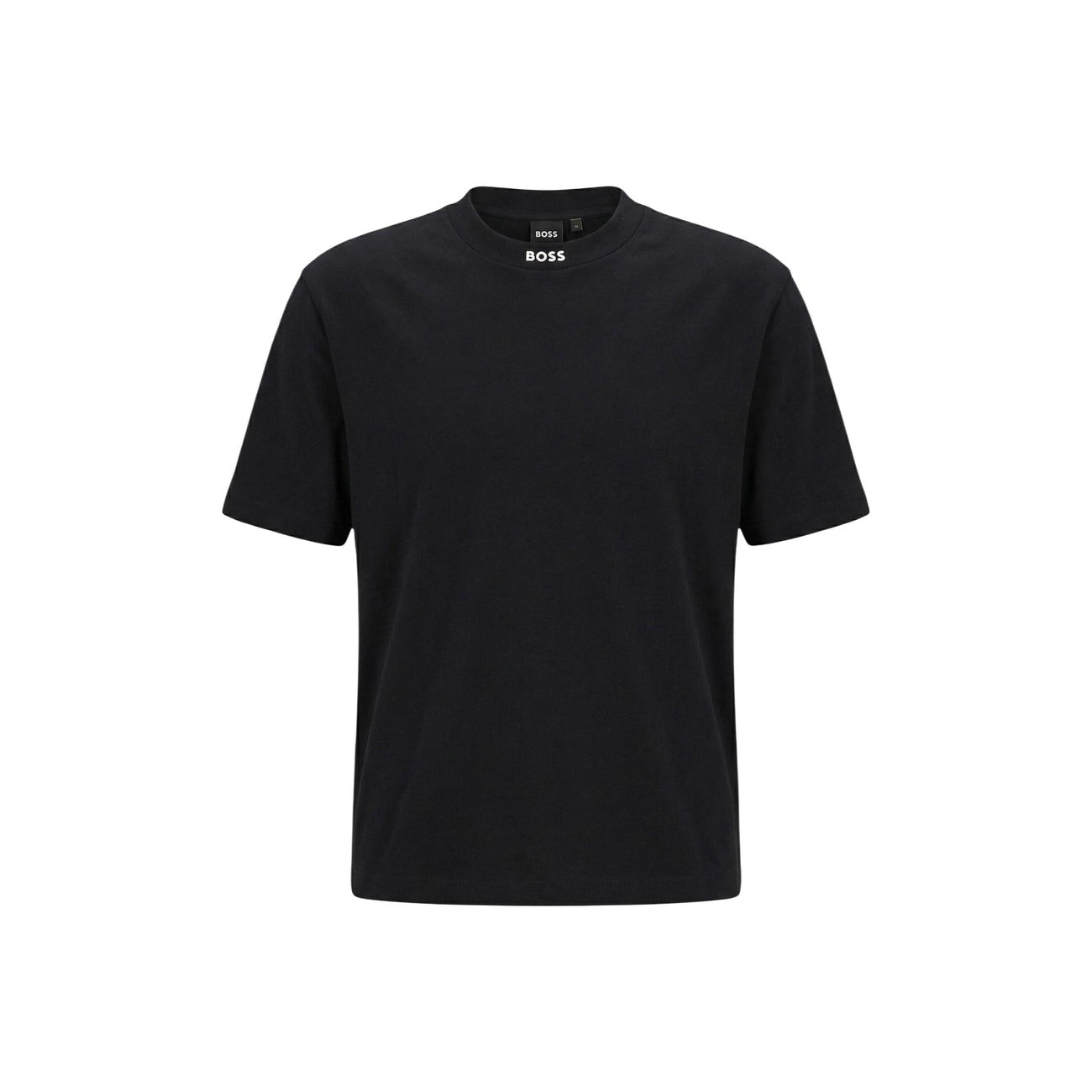 2459335 Boss T-Shirt Nera Cotone Elastan Scollo Tondo Uomo