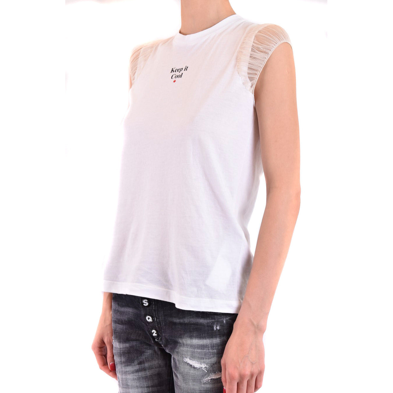 487101 Dsquared2 Canotta Bianca Stampa Donna