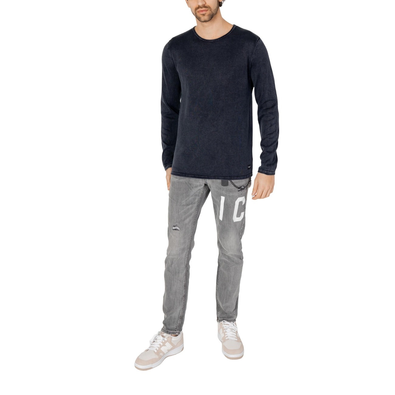 2209286 Jack & Jones Maglia Blu Cotone Maniche Lunghe Uomo