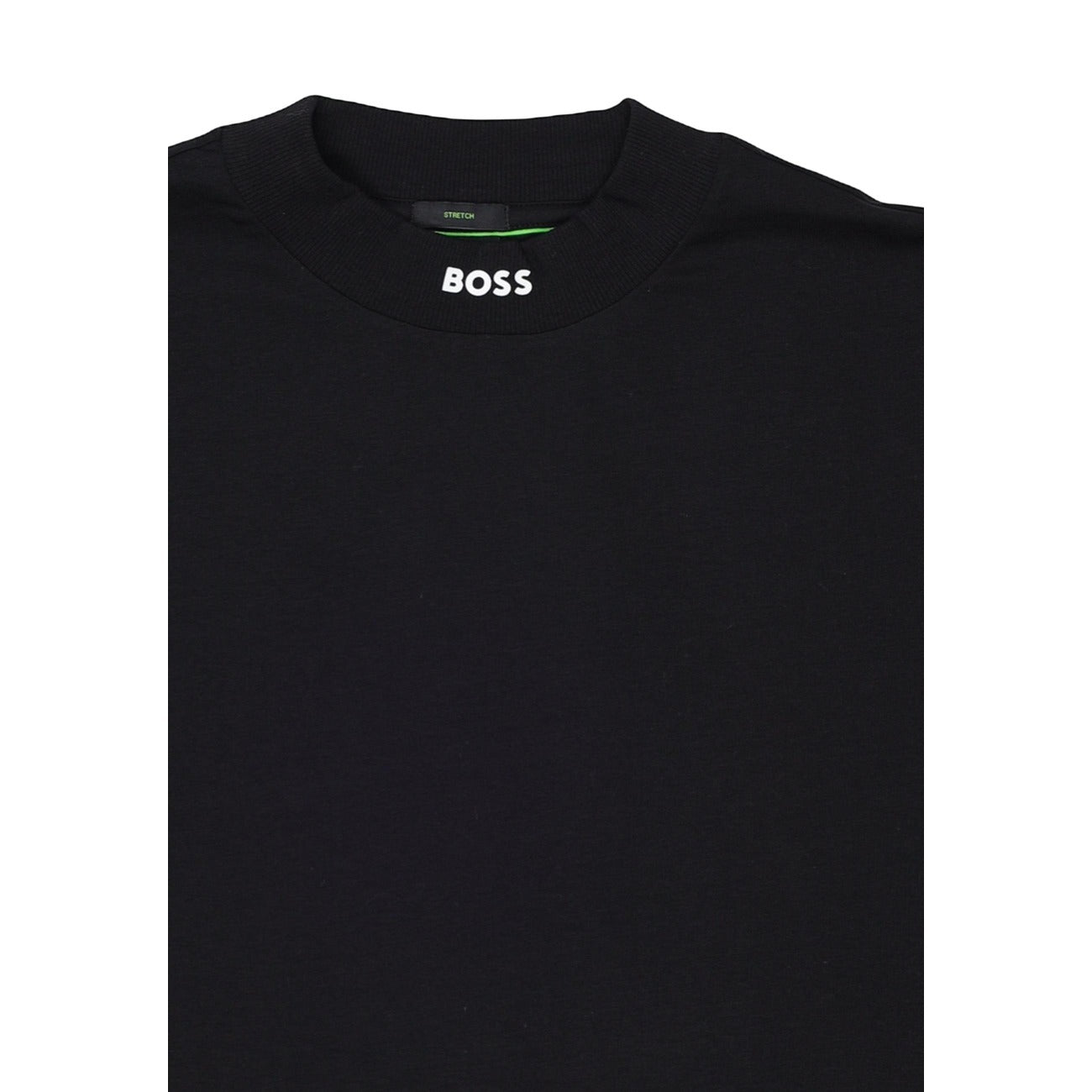 2459335 Boss T-Shirt Nera Cotone Elastan Scollo Tondo Uomo