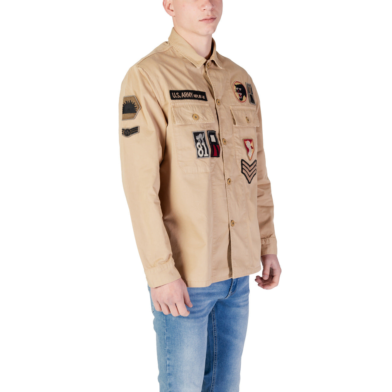 2409636 Replay Camicia Beige Uomo