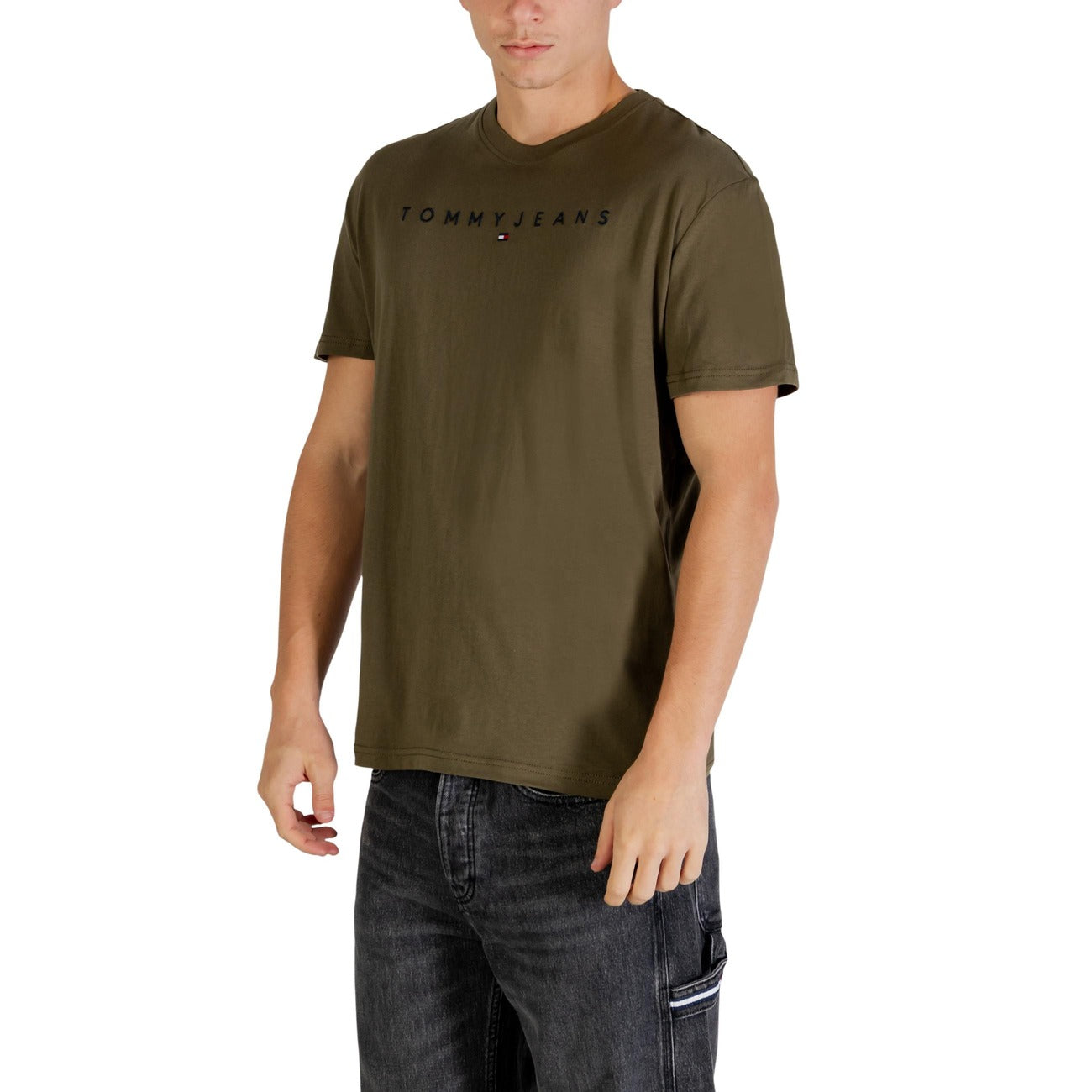 2447264 Tommy Hilfiger Jeans T-shirt Verde Oliva Cotone Organico Uomo