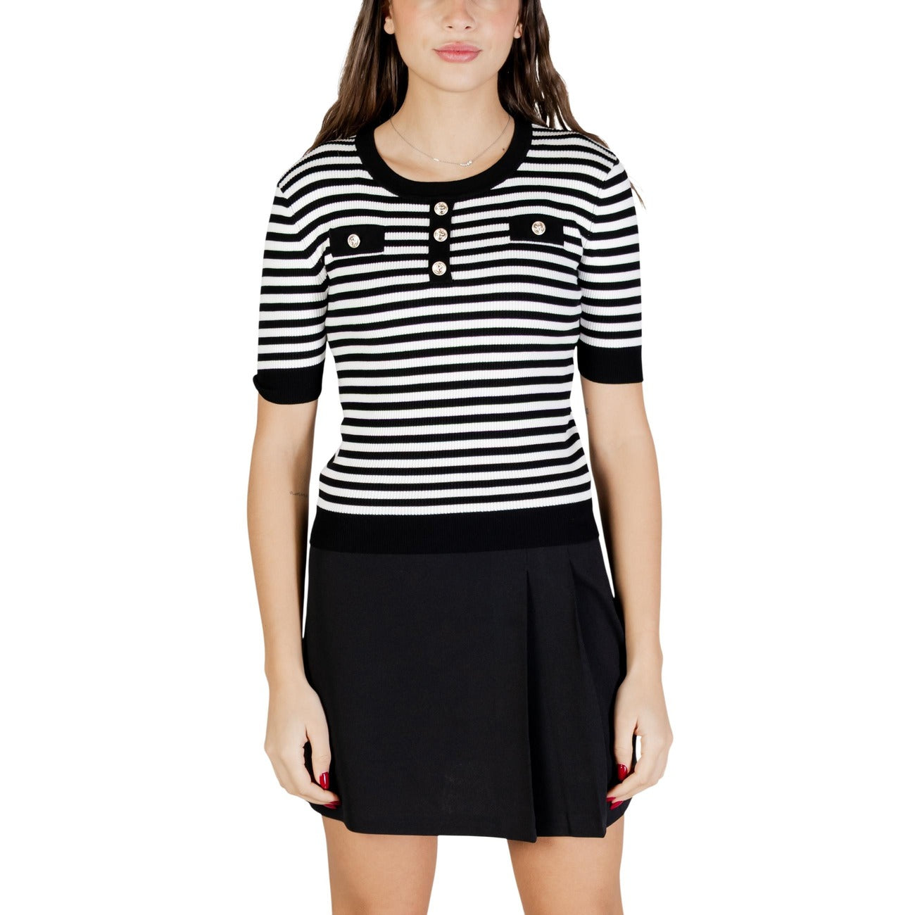 505587 Morgan De Toi Maglia Bianca Righe Maniche Corte Donna
