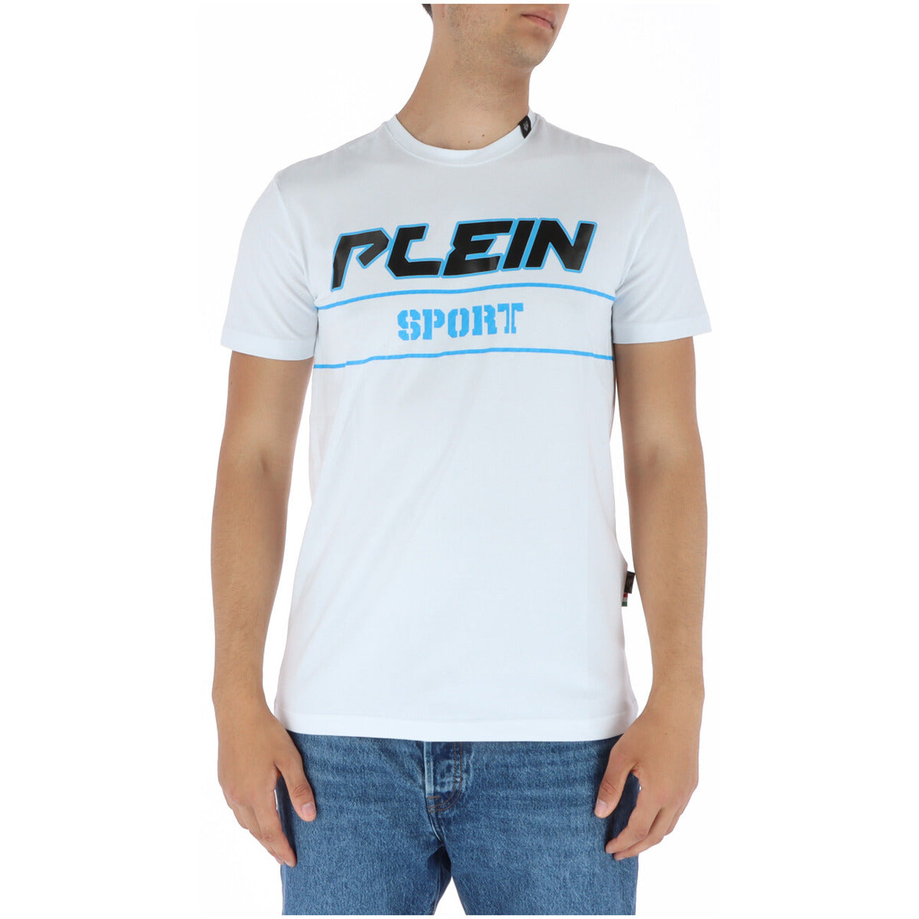 444142 Plein Sport T-Shirt Bianco Stampa Uomo